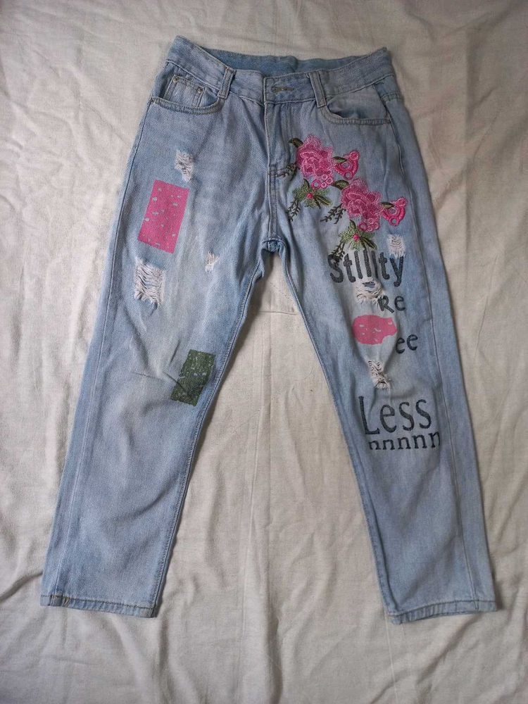 Floral Embroidered Jeans
