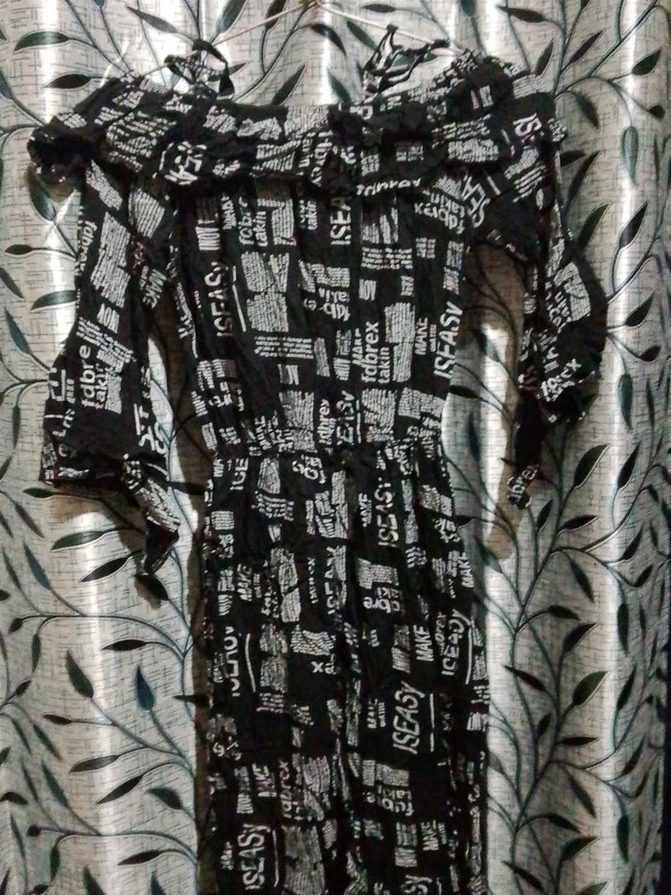 Black &amp; White Print Mini Dress