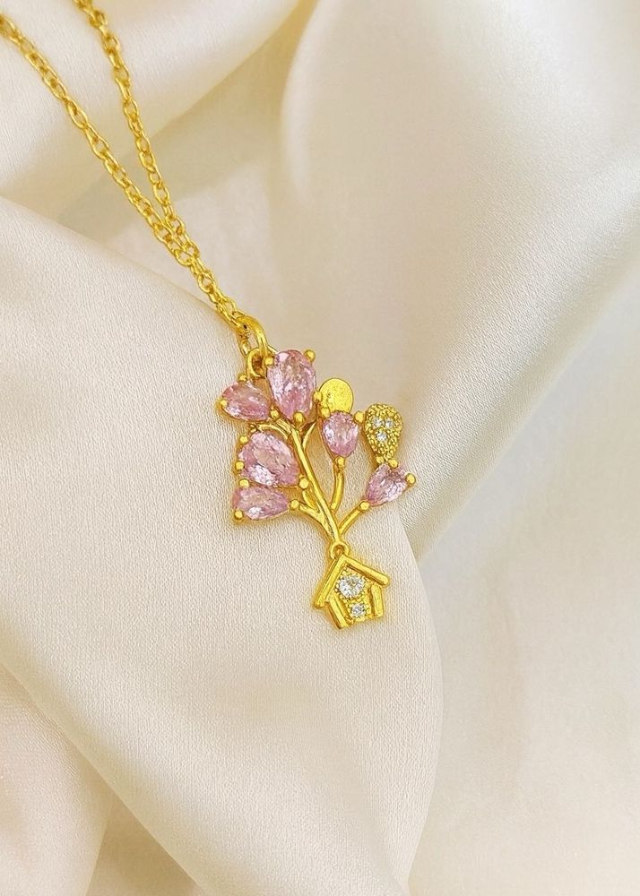 Pink Gemstone Tree of Life Pendant