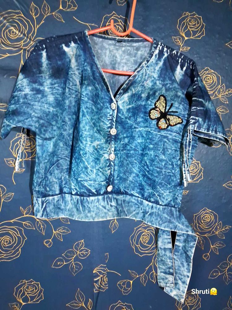 Denim Tie-Up Butterfly Top