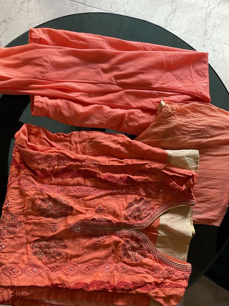 New Peach Mirror Kurta Set