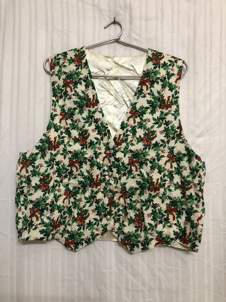 Floral Printed Green Vest