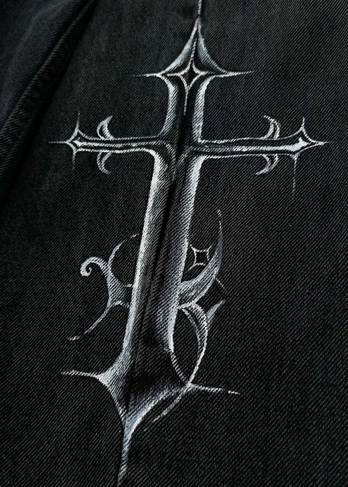 Black Jeans w/ Cross Design