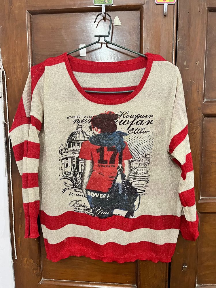 Red Party Top Shimmer