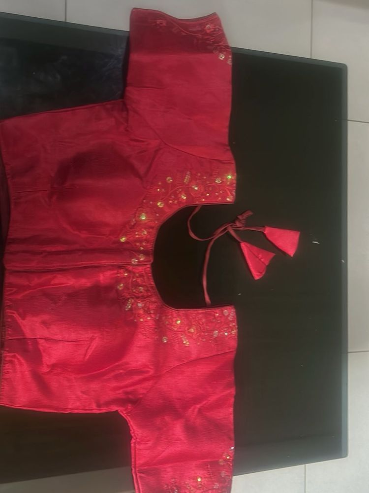 Not used Maroon Embroidered Blouse