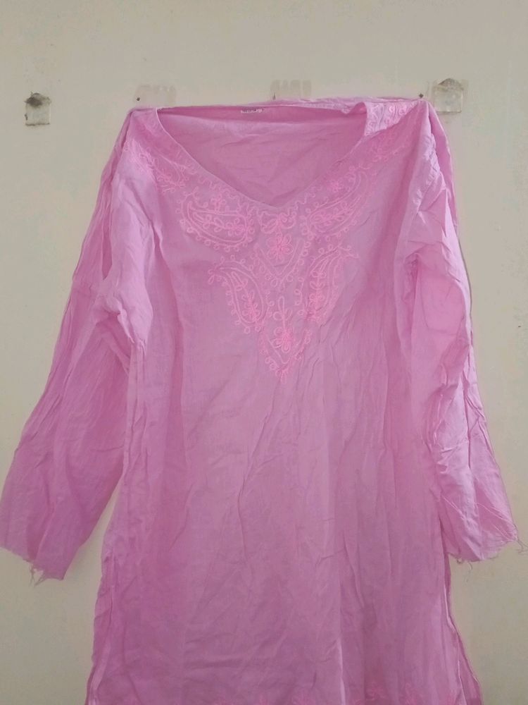 Embroidery Pink Kurta Top