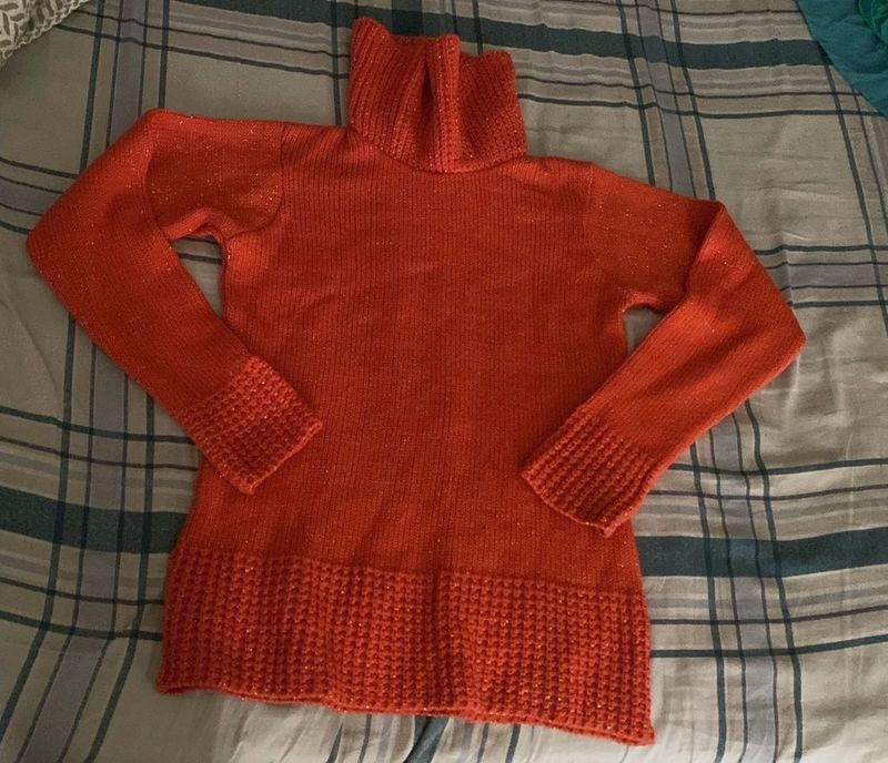 Orange Turtleneck Sweater