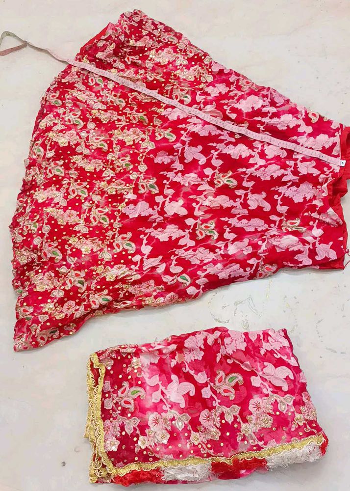 Red Floral Lehenga with dupatta