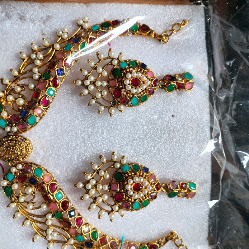 Zaveri Pearls Necklace With Earrings