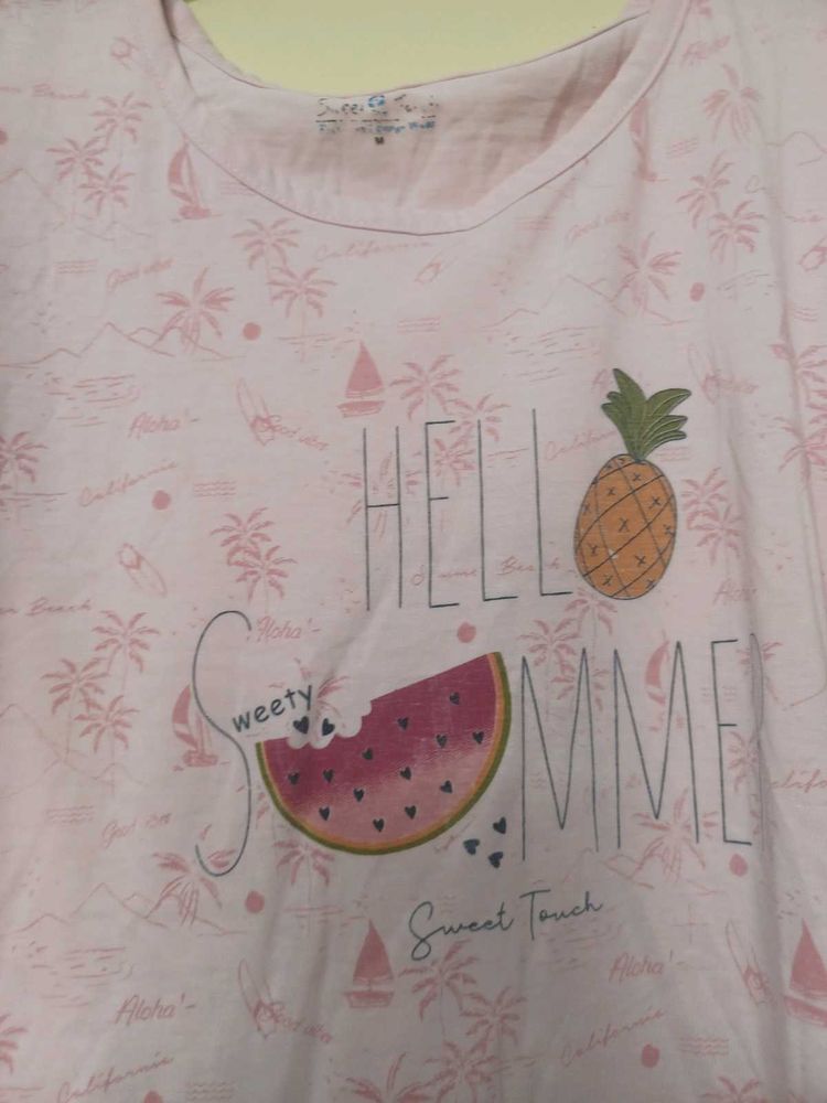Pink Summer Print T-Shirt