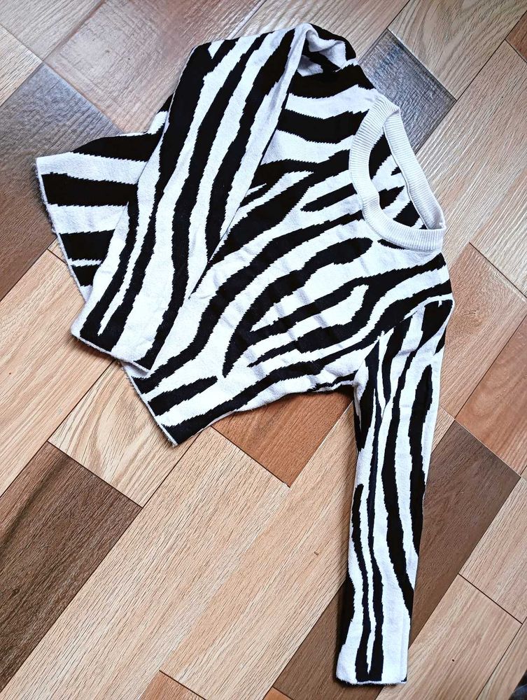 Zebra Print Knit Sweater
