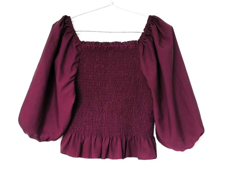 Chic Burgundy Smocked Top