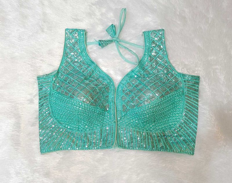 Aqua Sequin Blouse