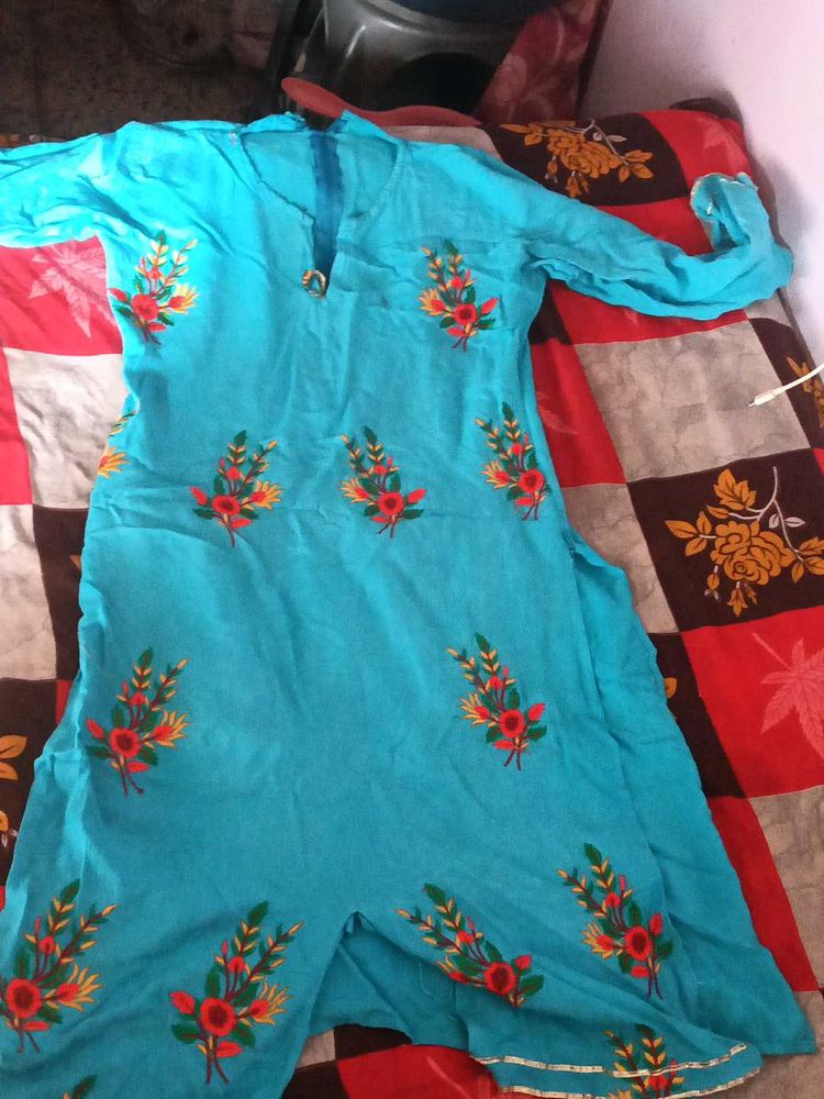 Embroidered Blue Kurta