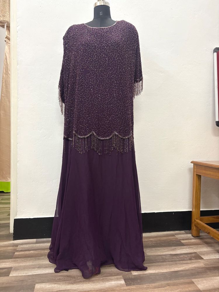 Purple Beaded Evening Gown