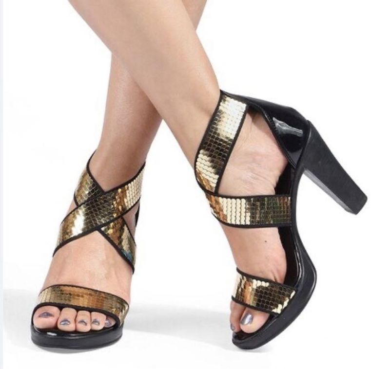 Super Hot Black And Gold Sequin Heels✨🖤on Sale