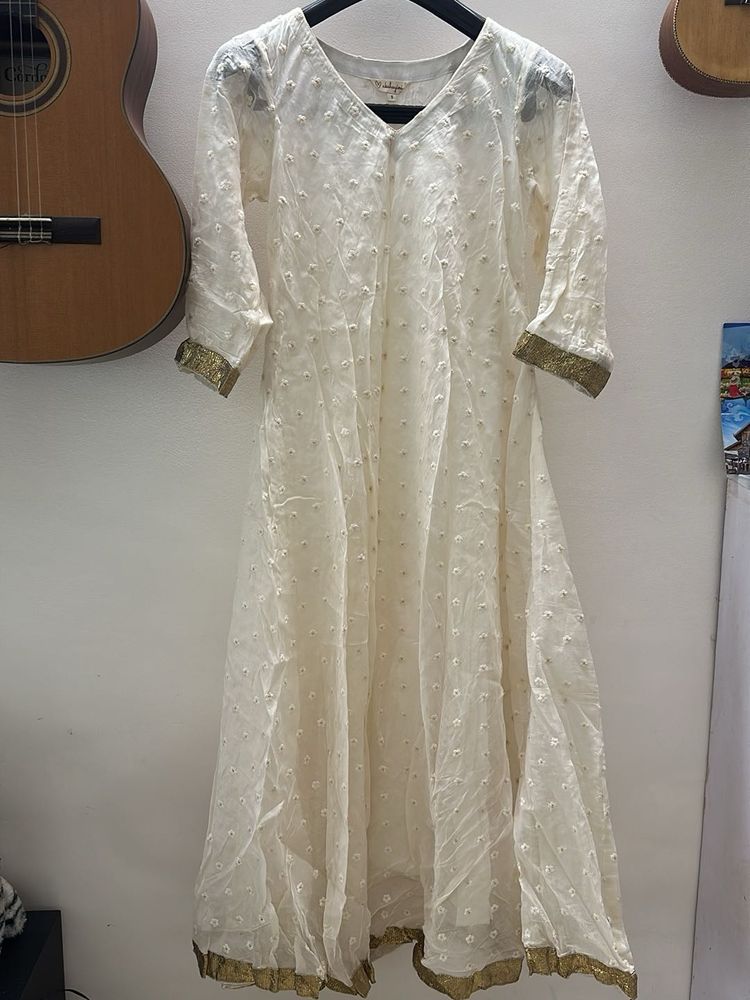 Elegant Embroidered White Anarkali