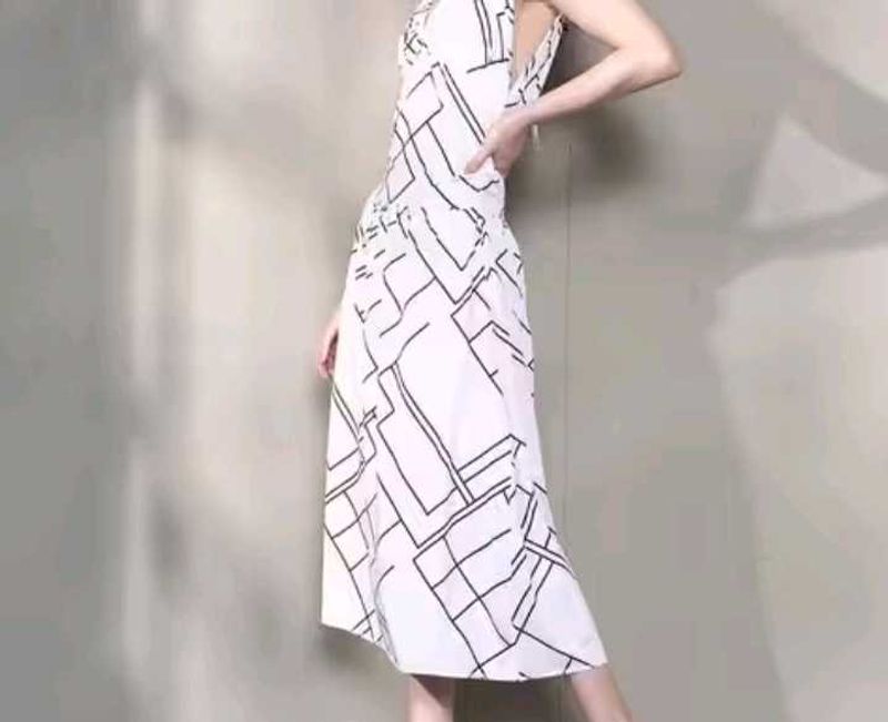Geometric Print Halter Midi Dress