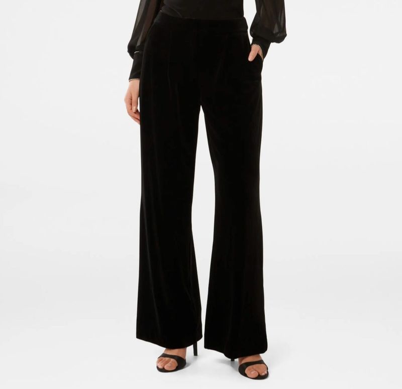 Black Velvet Wide Leg Pants