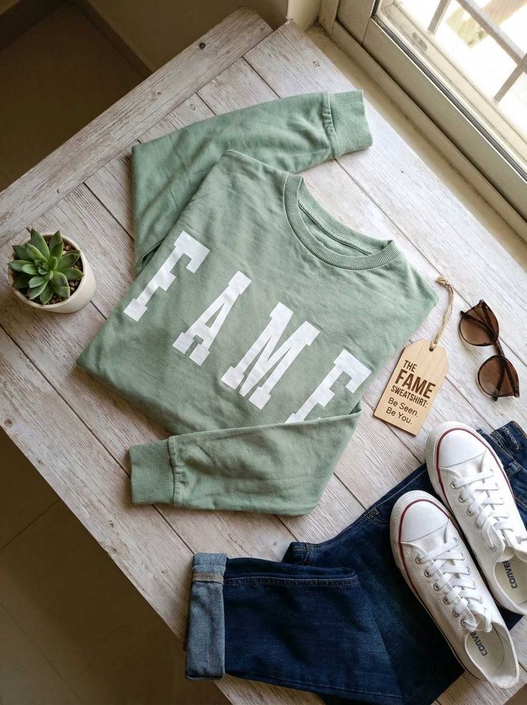 Sage Green &#34;Fame&#34; Sweatshirt