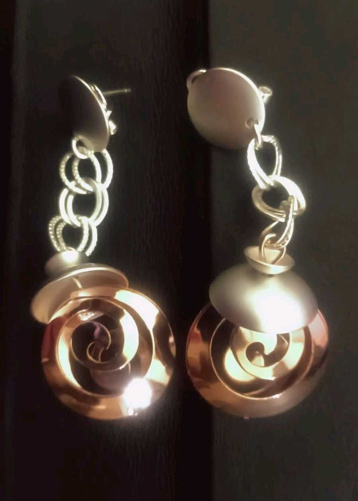 Rose Gold And White Earrings