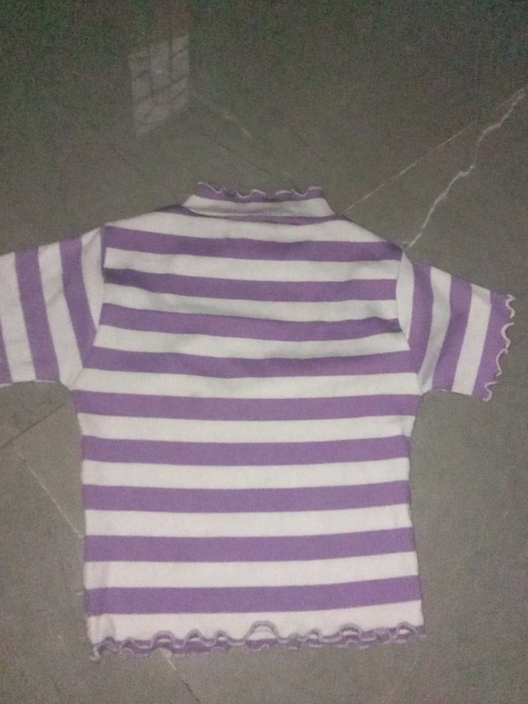 Striped Purple &amp; White Top