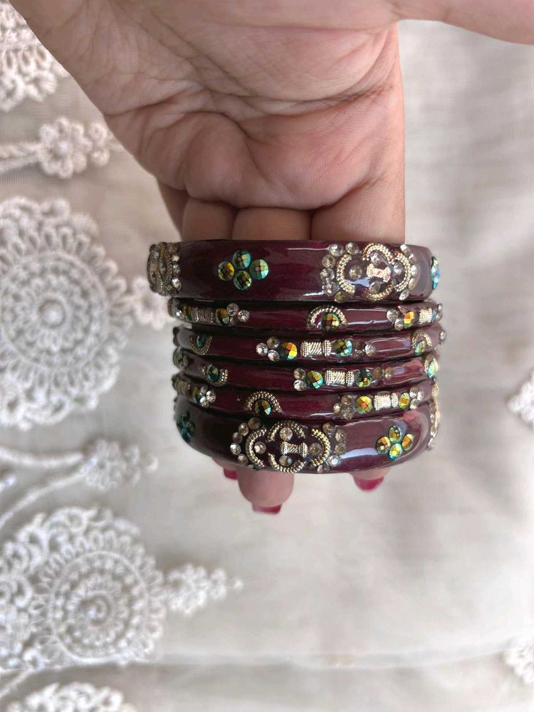 Maroon Bangles Set
