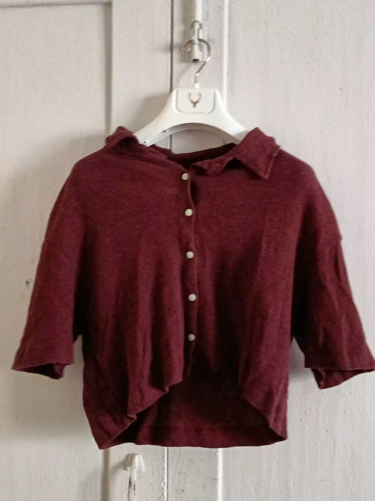 Maroon Cropped Shirt