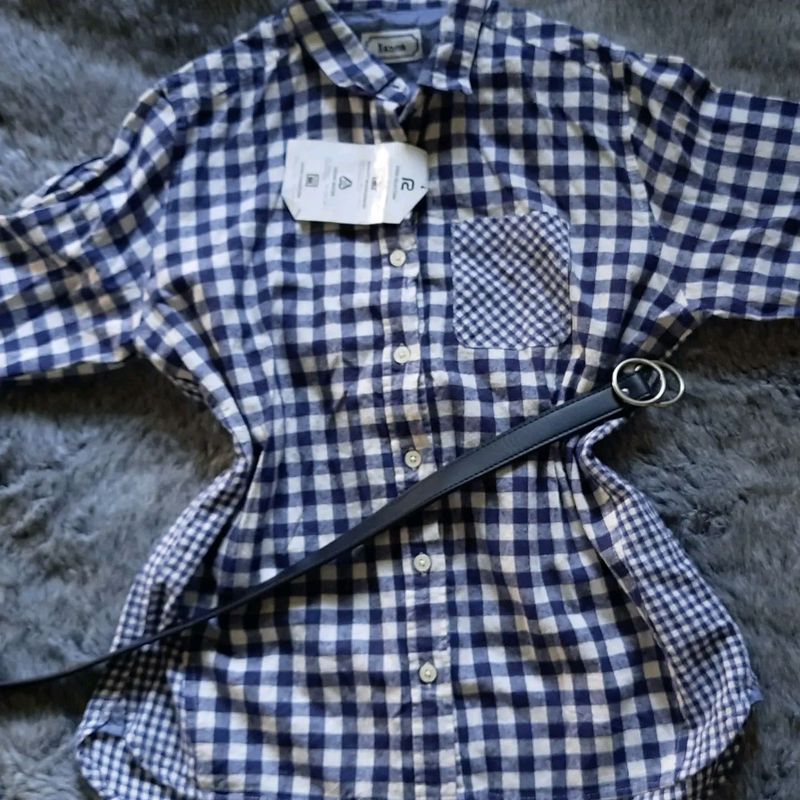 blue and white chex shirt