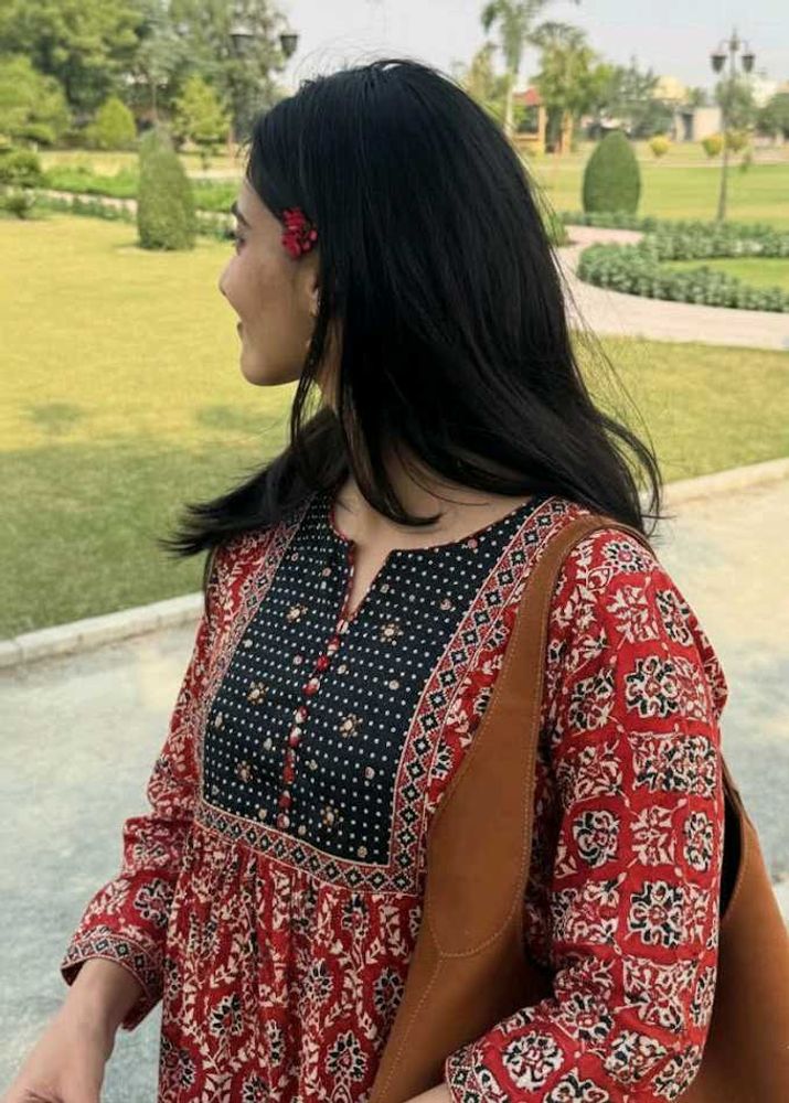 Red Printed Kurta