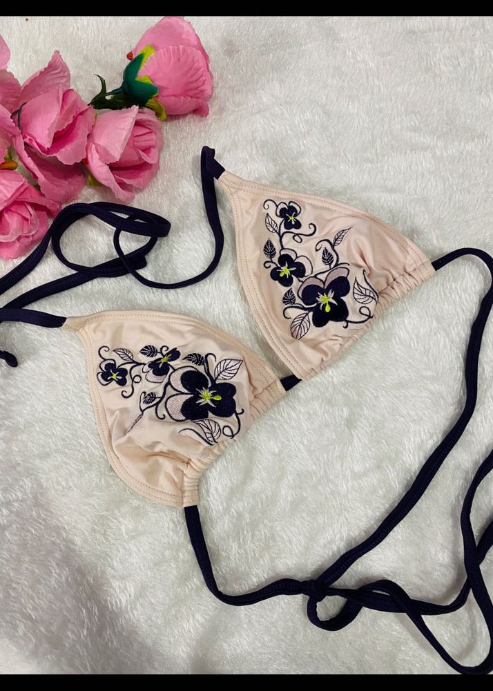 Floral Embroidered Bikini Top