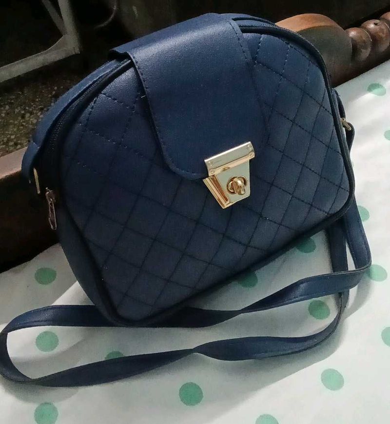 Navy Blue Quilted Crossbody Bag