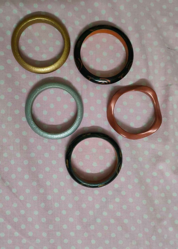 Combo Of 5 Wooden Bangles