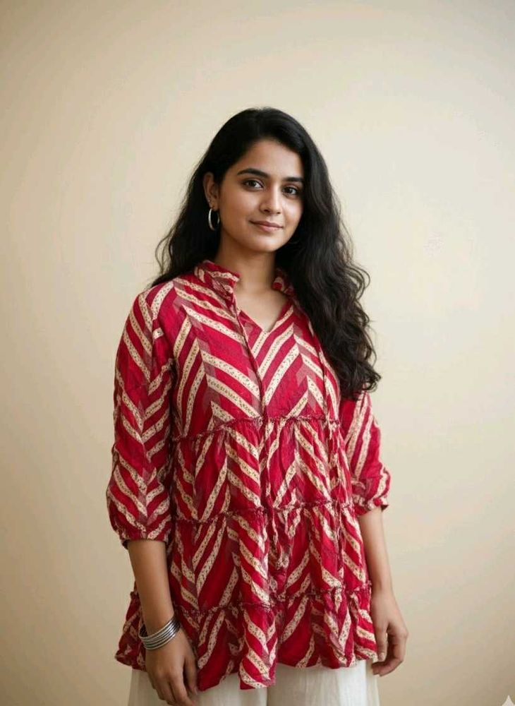 Red Striped Kurta