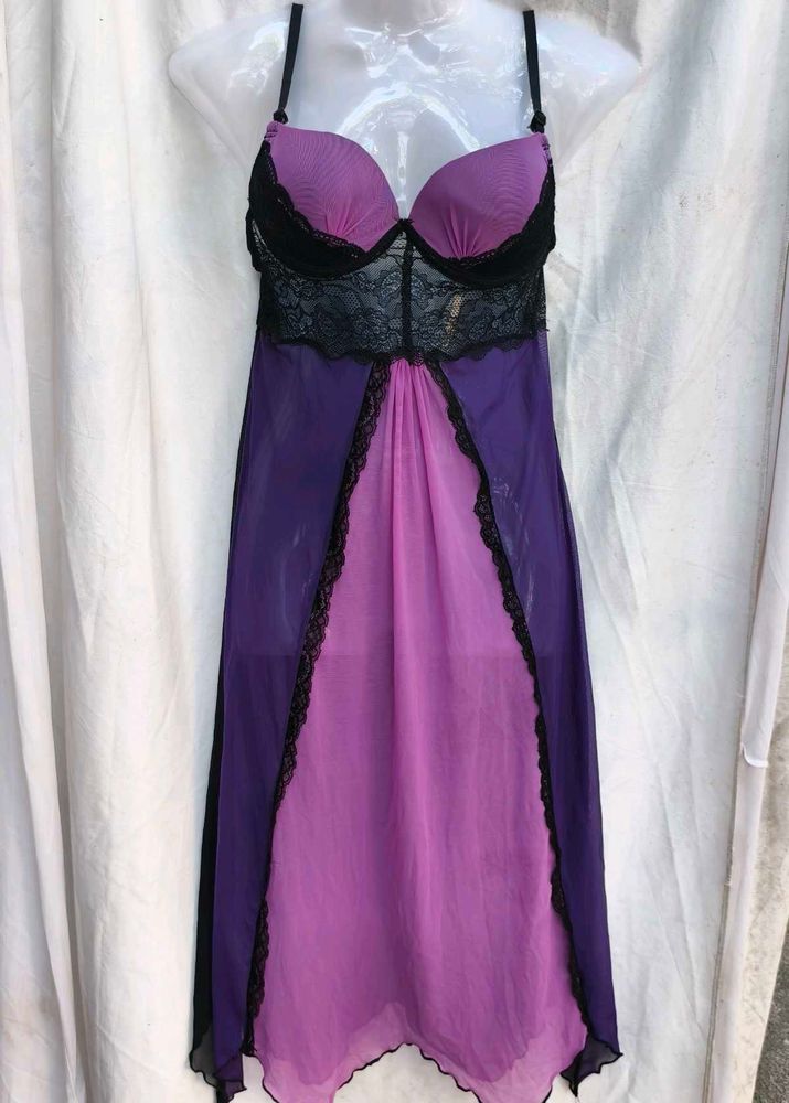 131511. Purple &amp; Black Lingerie Nightgown
