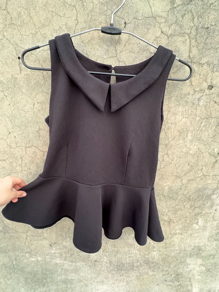 Chic Black Peplum Top