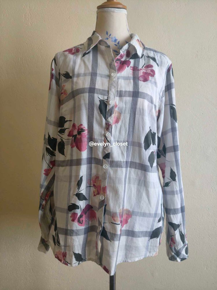 Floral Plaid Button-Down Shirt