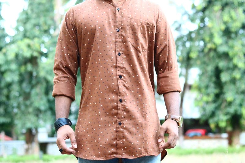Casual Brown Polka Dot Shirt