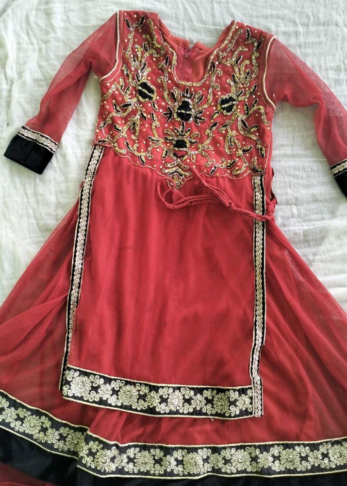 Red &amp; Gold Embroidered Outfit