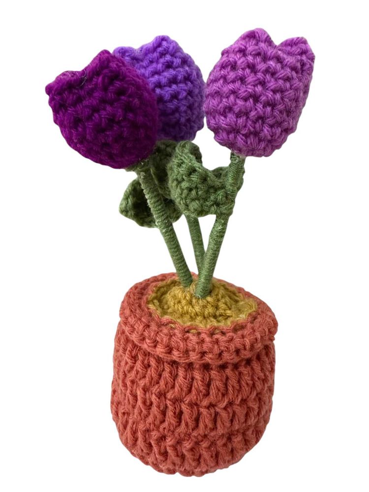 Handmade Tulip Buds Crochet Flower Pot