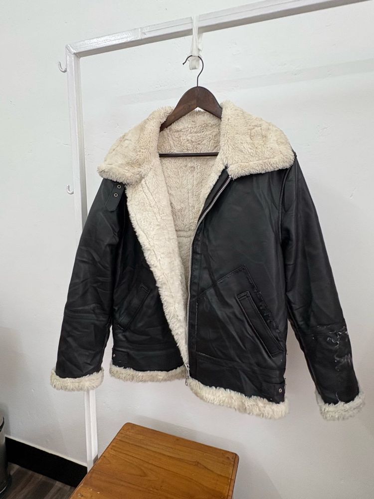 Unisex Faux Leather Aviator Jacket
