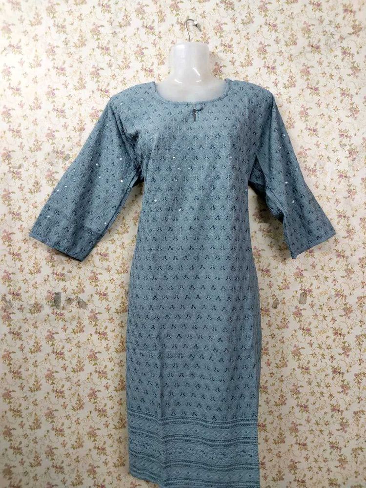 A Grey Kurti  Traditional Fit. Looks Good In Jeans