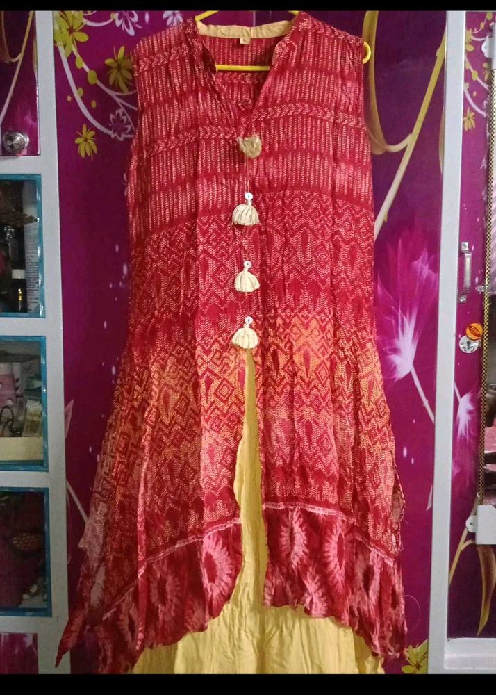 Elegant Red &amp; Yellow Kurta