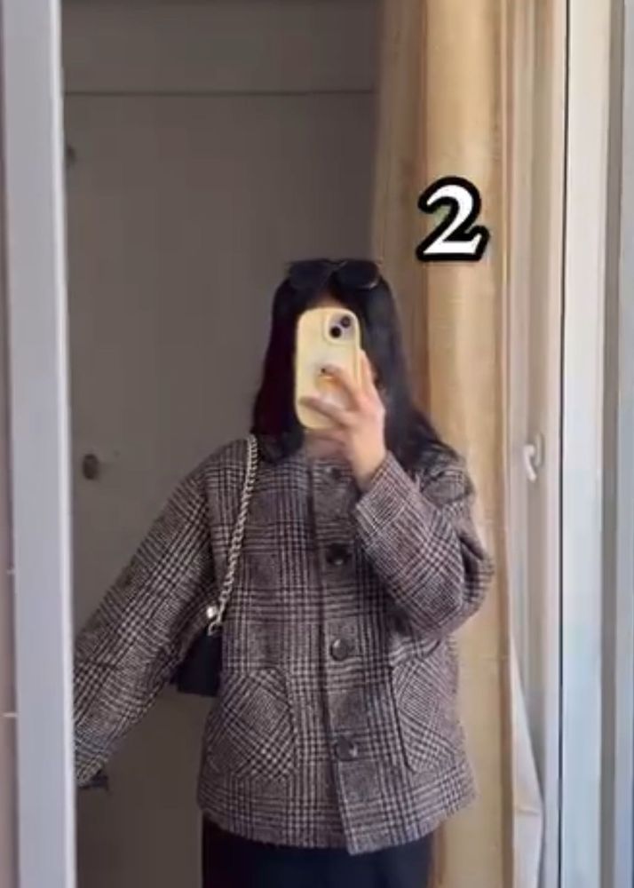 Brown Plaid Oversized Blazer