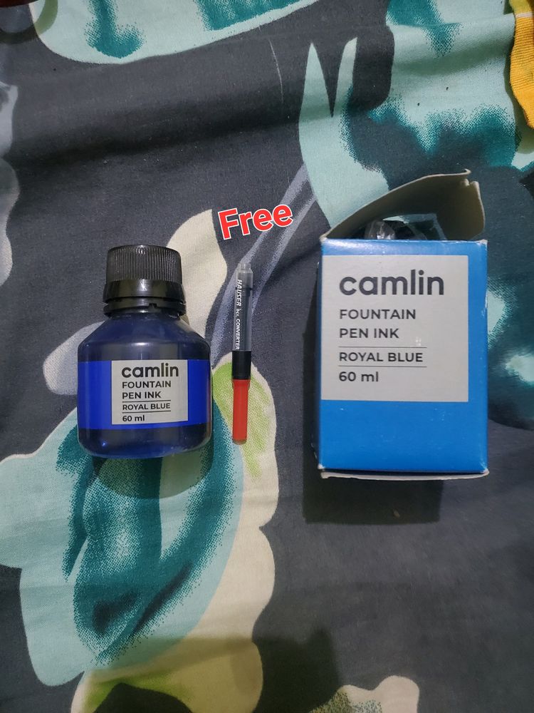 CAMLIN ROYALBLU BLUE INK POT WITH FREE INJECTOR