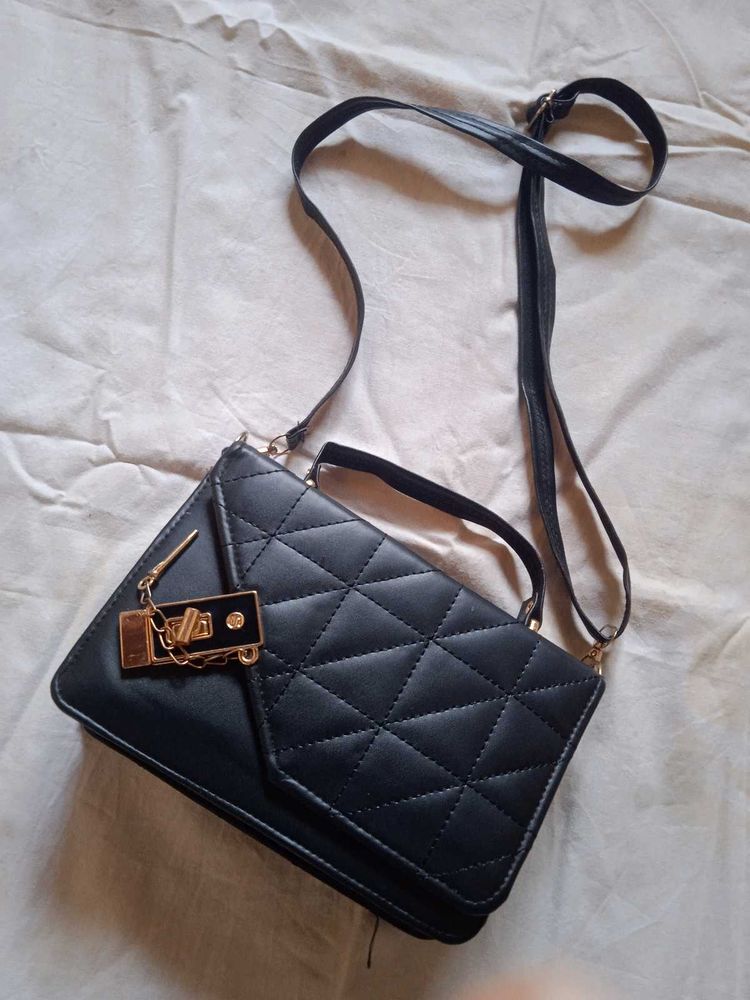 Black Quilted Crossbody Bag