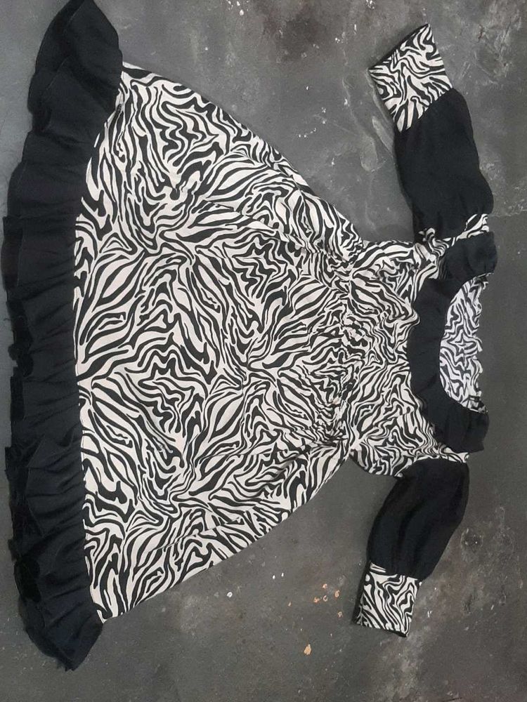 Zebra Print Ruffle Dress