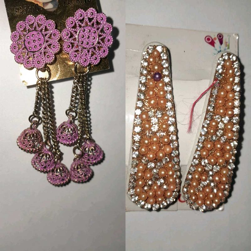 Combo Of Earrings And Hairclip