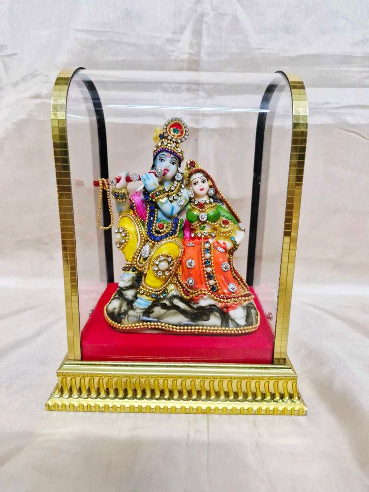 Radha Krishna Idol In Glass Case