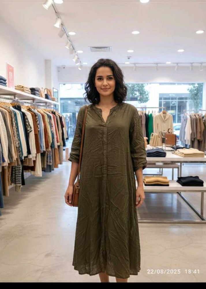 Xl Elegant Olive Green A Line Kurta